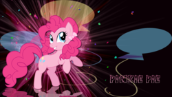 Size: 1920x1080 | Tagged: safe, artist:jennieoo, artist:leonbrony, pinkie pie, g4, alternate hairstyle, cutie mark, ponytails, show accurate, vector, wallpaper
