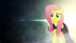Size: 1920x1080 | Tagged: safe, artist:amoagtasaloquendo, artist:mpnoir, fluttershy, pegasus, pony, g4, clothes, costume, dress, female, lens flare, looking at you, mare, nightmare night costume, solo, vector, wallpaper
