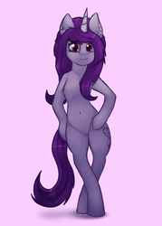 Size: 1495x2086 | Tagged: safe, artist:marsminer, oc, oc only, oc:wicked silly, pony, semi-anthro, belly button, bipedal, looking at you, solo