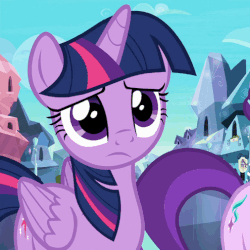 Size: 505x506 | Tagged: safe, screencap, starlight glimmer, twilight sparkle, alicorn, pony, g4, the times they are a changeling, animated, blinking, female, gif, solo focus, twilight sparkle (alicorn)