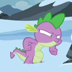 Size: 506x506 | Tagged: safe, screencap, spike, g4, the times they are a changeling, animated, belly, blinking, gif