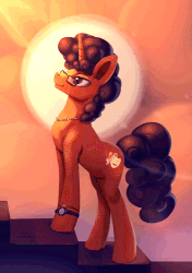 Size: 529x750 | Tagged: safe, artist:rodrigues404, oc, oc only, oc:cinnamon sun, pony, unicorn, animated, bracelet, crepuscular rays, gif, glasses, jewelry, necklace, solo, watch