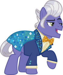 Size: 3598x4301 | Tagged: safe, artist:uponia, gladmane, earth pony, pony, g4, viva las pegasus, bowtie, cape, clothes, cufflinks, epaulettes, high res, male, open mouth, raised hoof, simple background, solo, stallion, transparent background, tuxedo, vector