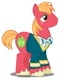 Size: 1000x1227 | Tagged: safe, artist:dragonchaser123, big macintosh, earth pony, pony, filli vanilli, g4, clothes, male, ponytones, ponytones outfit, simple background, solo, stallion, transparent background, vector