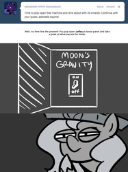 Size: 666x892 | Tagged: safe, artist:egophiliac, princess luna, moonstuck, g4, cartographer's cap, female, filly, grayscale, hat, monochrome, off, on, solo, switch, this will end in tears and/or death, tumblr, woona, woonoggles, younger