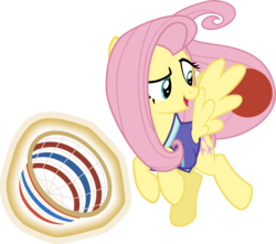 Size: 4531x4000 | Tagged: safe, artist:sollace, fluttershy, pony, buckball season, g4, .svg available, absurd resolution, basket, bottomless, buckball, buckball uniform, clothes, female, magic, open mouth, partial nudity, show accurate, simple background, solo, transparent background, vector