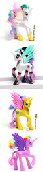 Size: 545x2180 | Tagged: safe, princess celestia, princess gold lily, princess sterling, g4, brushable, figurine, irl, photo, ponymania, punklestia, purple, taobao, toy, yellow