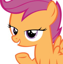 Size: 11090x11257 | Tagged: safe, artist:cyanlightning, scootaloo, pegasus, pony, g4, my little pony: friendship is magic, on your marks, .svg available, absurd resolution, female, filly, lidded eyes, raised hoof, simple background, smiling, solo, transparent background, vector