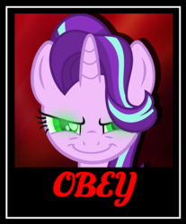 Size: 1504x1819 | Tagged: safe, artist:slb94, egalitarianism, evil, glare, glowing eyes, looking at you, obey, poster, propaganda