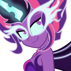 Size: 500x500 | Tagged: dead source, safe, artist:wubcakeva, sci-twi, twilight sparkle, equestria girls, g4, bare shoulders, female, midnight sparkle, sleeveless, solo, strapless
