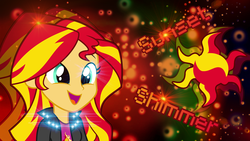 Size: 1920x1080 | Tagged: safe, artist:krizistv, sunset shimmer, equestria girls, g4, cute, cutie mark, effects, happy, lens flare, shimmerbetes, shimmersmile, smiling, solo, vector, wallpaper
