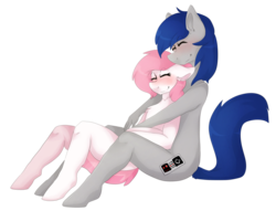 Size: 1024x781 | Tagged: safe, artist:oddends, oc, oc only, anthro, unguligrade anthro, blushing, happy, hug, male, oc x oc, shipping, simple background, smiling, straight, transparent background
