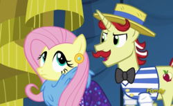 Size: 1131x694 | Tagged: safe, screencap, flam, fluttershy, pony, g4, viva las pegasus