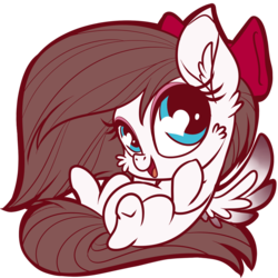 Size: 1500x1500 | Tagged: safe, artist:jadedjynx, oc, oc only, oc:aurelleah, oc:aurry, pegasus, pony, chibi, commission, cute, diabetes, hair bow, heart eyes, looking at you, on back, simple background, smiling, solo, transparent background, underhoof, vector, wingding eyes