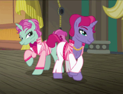 Size: 630x482 | Tagged: safe, screencap, pony, g4, viva las pegasus, animated, chest hair, fabulous, gif, glitter, siegfried and roy, smiling