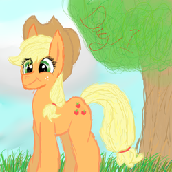 Size: 1000x1000 | Tagged: safe, artist:pinkpalette, applejack, g4, female, newbie artist training grounds, solo