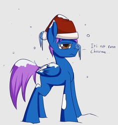 Size: 773x818 | Tagged: safe, artist:caelus-streak, oc, oc only, hat, newbie artist training grounds, santa hat, snow, solo