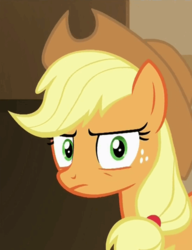 Size: 368x480 | Tagged: safe, screencap, applejack, earth pony, pony, g4, viva las pegasus, female, looking at you, mare, reaction image, solo