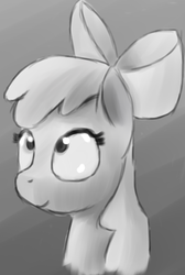 Size: 1280x1908 | Tagged: safe, artist:itsthinking, apple bloom, g4, bust, monochrome, portrait, simple background