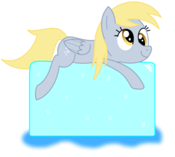 Size: 2400x2150 | Tagged: safe, artist:bladedragoon7575, derpy hooves, pegasus, pony, g4, female, high res, ice, ice cube, mare, newbie artist training grounds, solo