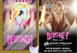 Size: 689x473 | Tagged: dead source, safe, screencap, britneigh spears, gladmane, pony, g4, viva las pegasus, britney spears, comparison, irl, photo, poster