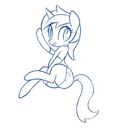 Size: 1147x1280 | Tagged: safe, artist:hidden-cat, minuette, pony, unicorn, g4, clothes, female, monochrome, simple background, socks, solo