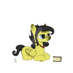Size: 1024x1024 | Tagged: safe, artist:frizzybrony, oc, oc only, book, glasses, newbie artist training grounds, solo, watermark