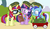 Size: 1050x600 | Tagged: safe, artist:dm29, minuette, moondancer, twilight sparkle, pony, unicorn, g4, cookie, cute, dancerbetes, eating, female, filly, filly guides, filly minuette, filly moondancer, filly twilight sparkle, food, julian yeo is trying to murder us, looking at each other, magic, minubetes, open mouth, smiling, trio, trio female, twiabetes, unicorn twilight, wagon, young, younger