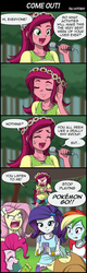Size: 800x2504 | Tagged: safe, artist:uotapo, applejack, fluttershy, gloriosa daisy, pinkie pie, rainbow dash, pikachu, equestria girls, g4, my little pony equestria girls: legend of everfree, clothes, colored pupils, comic, cowboy hat, dialogue, english, flutterrage, hat, iphone, magical geodes, microphone, nintendo, phone, pokémon, pokémon go, raging, shorts, speech bubble, stetson, style emulation, tongue out, you're going to love me