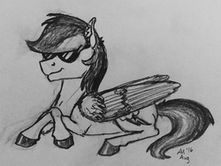 Size: 3231x2427 | Tagged: safe, artist:ambergerr, rainbow dash, g4, female, high res, monochrome, newbie artist training grounds, solo, traditional art