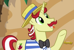 Size: 691x465 | Tagged: safe, screencap, flam, earth pony, pony, g4, viva las pegasus, cute, discovery family logo, flamabetes, male, silly, silly pony, solo, tongue out