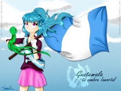 Size: 2000x1500 | Tagged: safe, artist:iamoctopii, sonata dusk, bird, equestria girls, g4, flag, guatemala