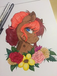 Size: 2448x3264 | Tagged: safe, artist:silentwulv, oc, oc only, oc:ruef, bust, flower, high res, photo, portrait, solo, traditional art