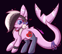 Size: 2642x2269 | Tagged: safe, artist:ashee, oc, oc only, oc:ashee, original species, shark, shark pony, bracelet, clothes, high res, jewelry, necklace, piercing, socks, solo, tongue out, tongue piercing