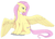 Size: 1280x911 | Tagged: safe, artist:tardisrave, fluttershy, g4, female, looking back, open mouth, simple background, sitting, solo, spread wings, unshorn fetlocks, white background