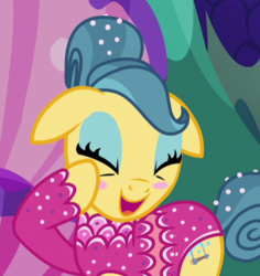 Size: 515x545 | Tagged: safe, screencap, trapeze star, pony, g4, viva las pegasus, blushing, cropped, cute, floppy ears