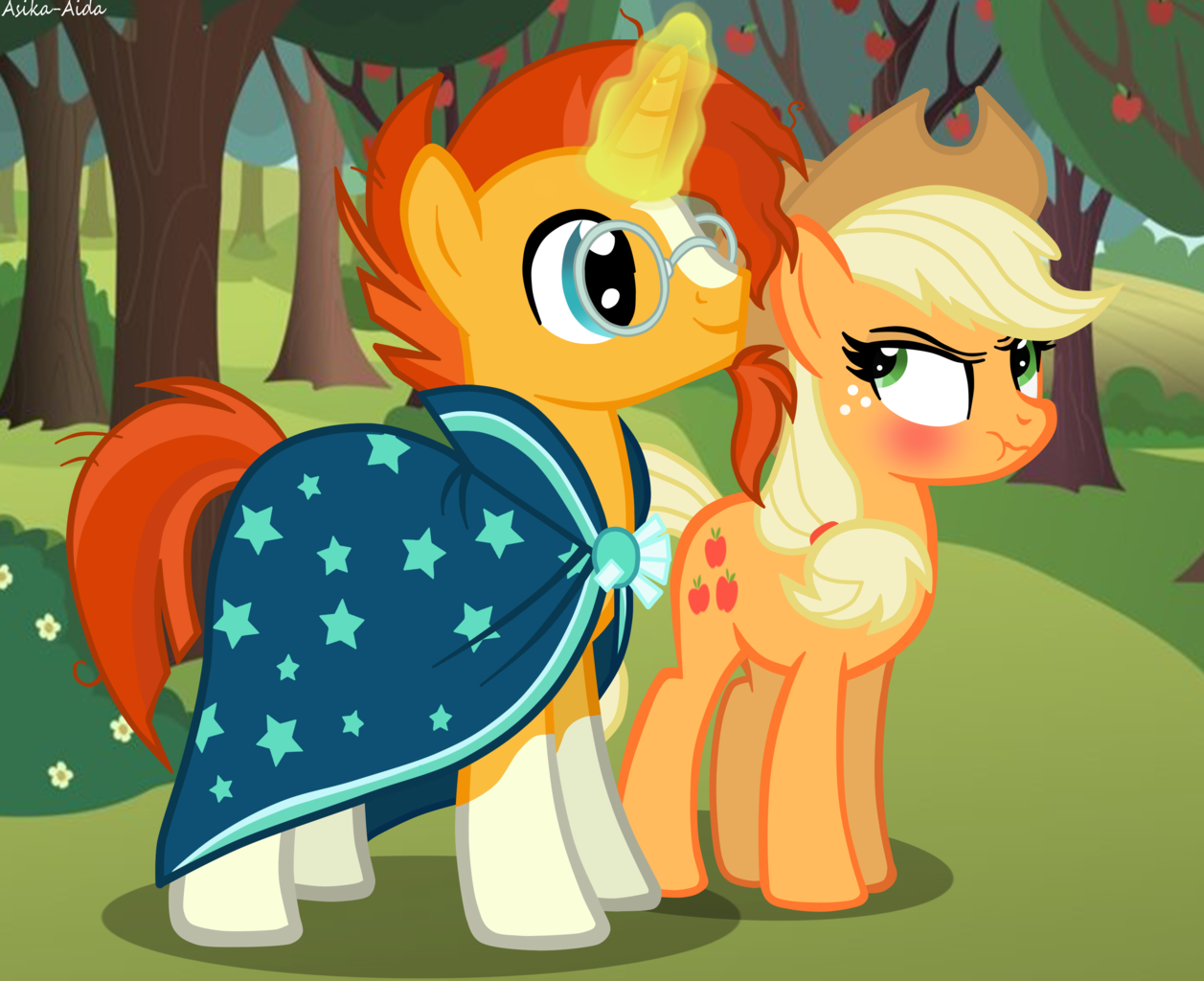 Safe Artist Asika Aida Applejack Sunburst Earth Pony