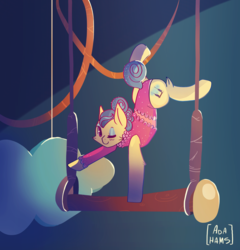 Size: 2361x2459 | Tagged: safe, artist:hams5, trapeze star, g4, viva las pegasus, handstand, high res, leotard, one eye closed, wink