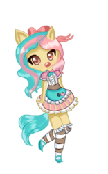 Size: 250x400 | Tagged: safe, artist:craftygrl195, oc, oc only, oc:vanilla ganache, equestria girls, g4, apron, chibi, clothes, equestria girls-ified, socks, solo, striped socks