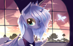 Size: 2560x1600 | Tagged: dead source, safe, artist:gianghanz, princess luna, butterfly, pony, g4, female, s1 luna, solo