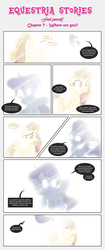 Size: 1919x4589 | Tagged: safe, artist:estories, oc, oc only, oc:alice goldenfeather, oc:penumbra, pegasus, pony, comic:find yourself, comic, glowing, glowing eyes