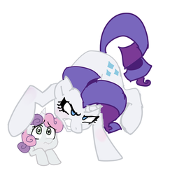 Size: 1024x1055 | Tagged: safe, artist:grawolfquinn, rarity, sweetie belle, g4, big sister instinct, newbie artist training grounds, protecting, simple background, transparent background