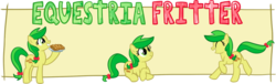 Size: 993x300 | Tagged: safe, artist:anjevalart, apple fritter, g4, apple family member, apple fritter (food), female, food, solo, text