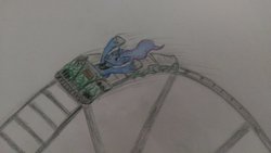 Size: 1024x579 | Tagged: safe, artist:ravagexeno, princess luna, g4, female, newbie artist training grounds, roller coaster, solo, traditional art