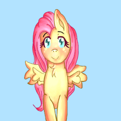 Size: 800x800 | Tagged: safe, artist:pinkespeon, fluttershy, g4, animated, blinking, female, gif, heart, looking at you, solo, spread wings, tongue out