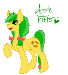 Size: 719x793 | Tagged: safe, artist:mossstar8backup, apple fritter, g4, apple family member, female, gif, heart, non-animated gif, simple background, solo, text, transparent background