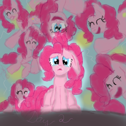 Size: 1000x1000 | Tagged: safe, artist:pinkpalette, pinkie pie, earth pony, pony, g4, too many pinkie pies, clone, female, mare, multeity, newbie artist training grounds, pinkie clone, self ponidox, too much pink energy is dangerous