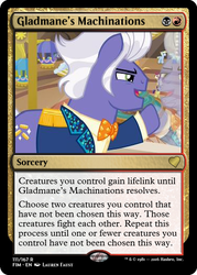 Size: 375x523 | Tagged: safe, fat stacks, flowerescent, gladmane, lightning riff, lock heart, rosy pearl, earth pony, pony, g4, viva las pegasus, clothes, las pegasus resident, magic the gathering, male, stallion