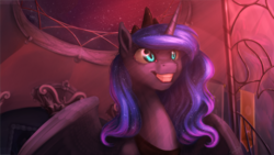 Size: 1920x1080 | Tagged: safe, artist:alicjaspring, princess luna, the moon rises, g4, blood moon, female, solo