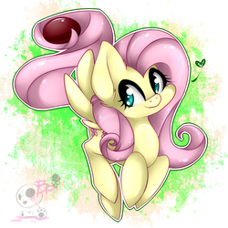 Size: 1079x1080 | Tagged: safe, artist:bloody-pink, fluttershy, buckball season, g4, buckball, cute, female, prehensile tail, shyabetes, solo, tail